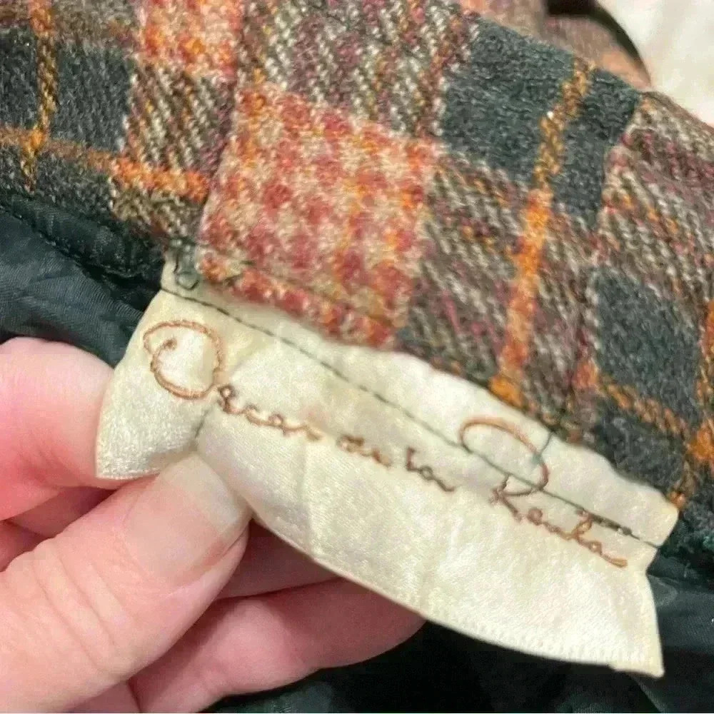 Vintage Oscar de la Renta plaid  wool wrap skirt size 4/5 luxury - Picture 4 of 5
